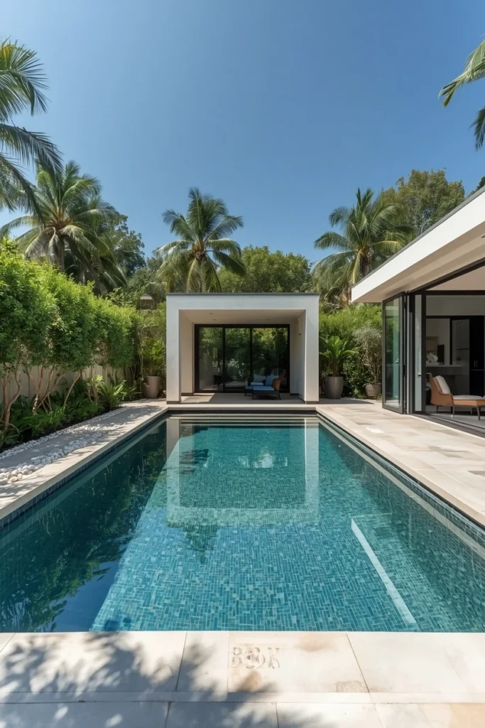 Rectangular geometric pool with clean modern lines