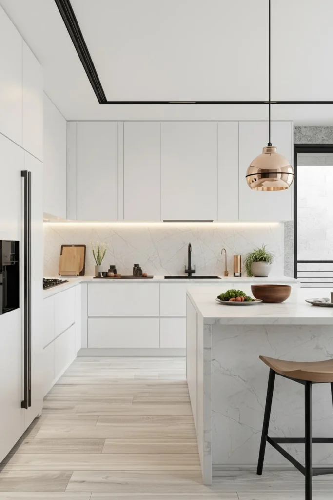 Japandi kitchen blends Japanese simplicity with warm Scandinavian design.