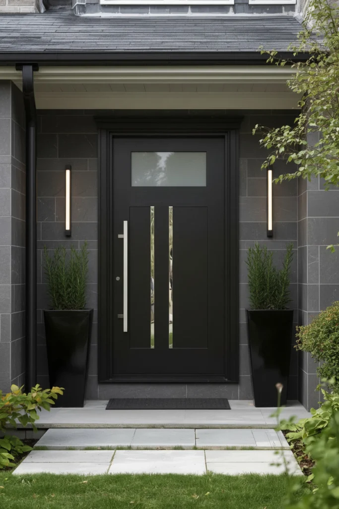 A large ceramic planter with a bold plant looks modern.