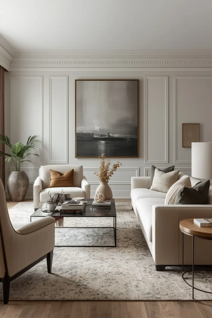 A slim sofa fits perfectly in a small living room.