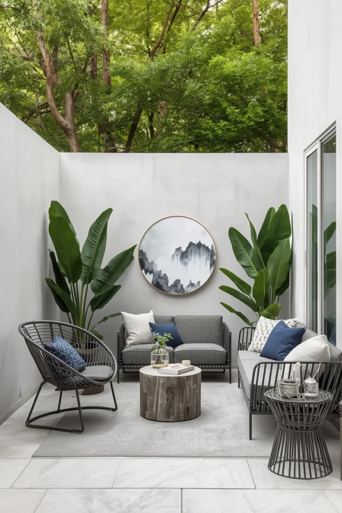 Minimalist small patio with intentional empty space