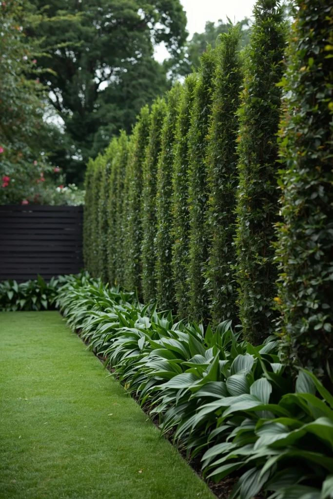 Tall plants create a natural and private garden screen.