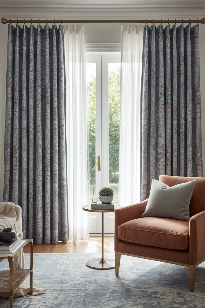 Stylish curtains with hidden blackout lining behind fabric.