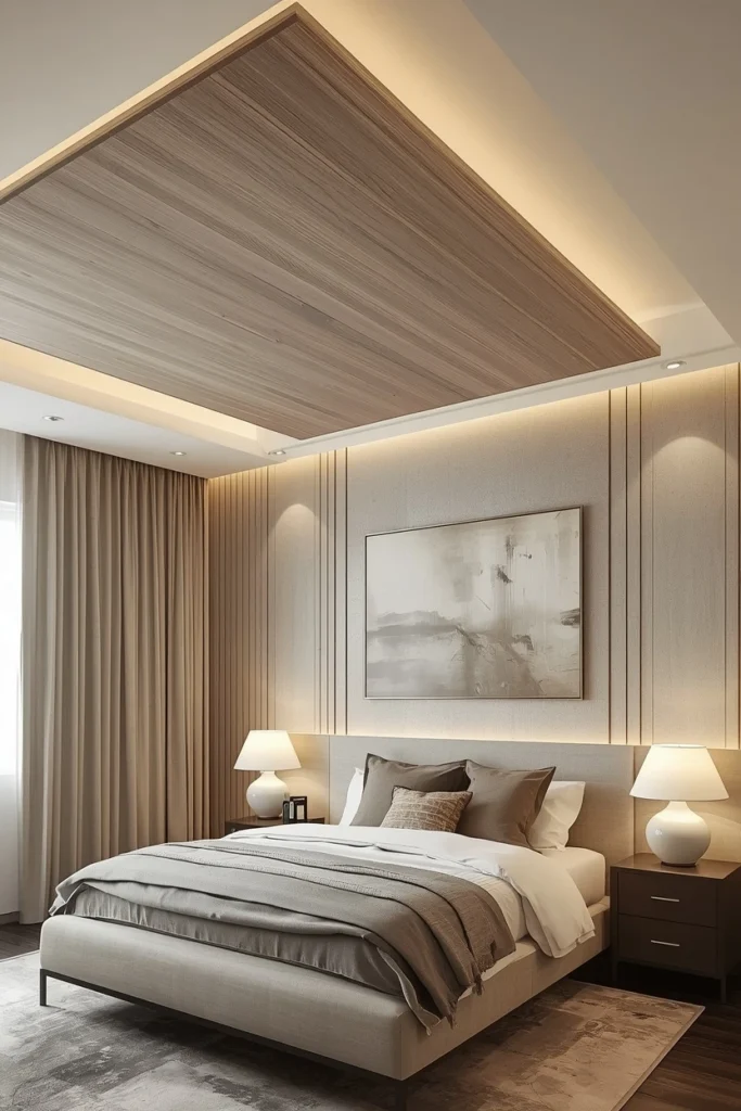 Floating ceiling panel with soft glowing edge light.