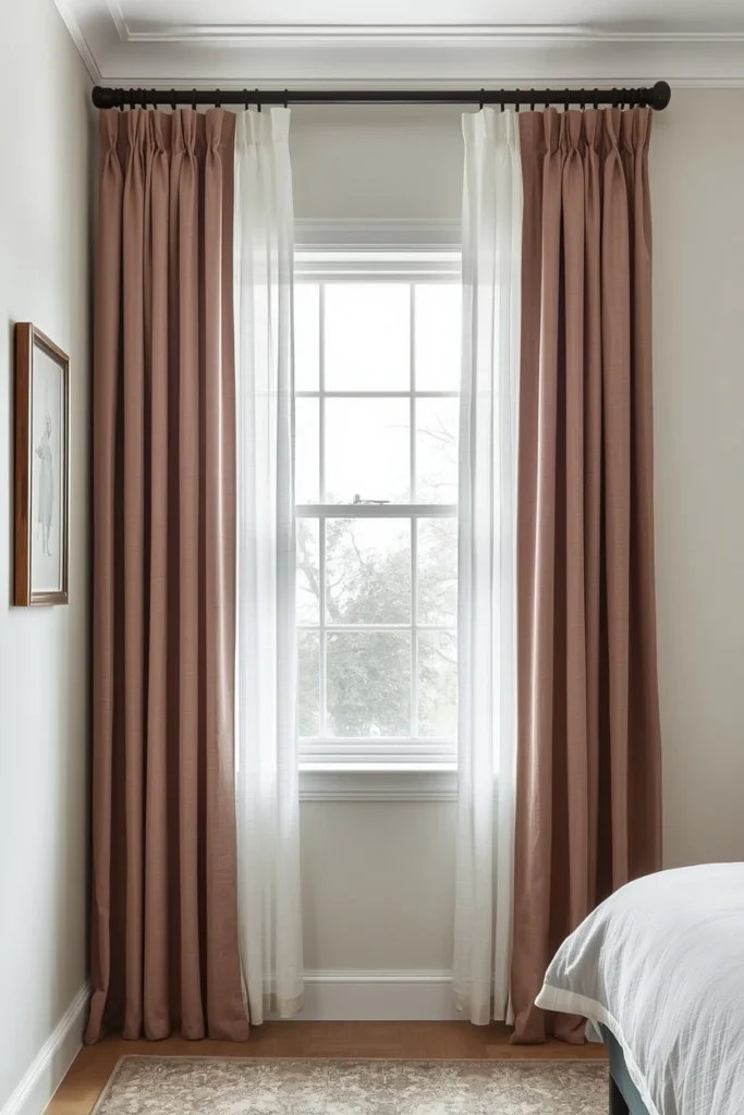 Linen curtains hung from ceiling to floor.