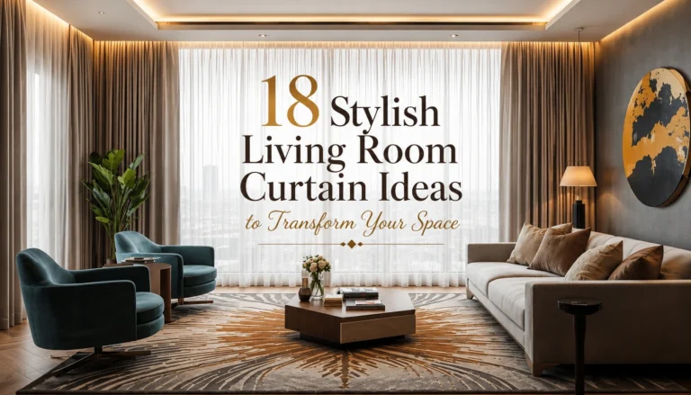 Stylish living room with floor-length linen curtains.