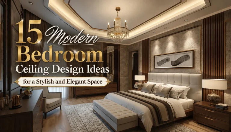 Stylish modern bedroom with elegant ceiling design.