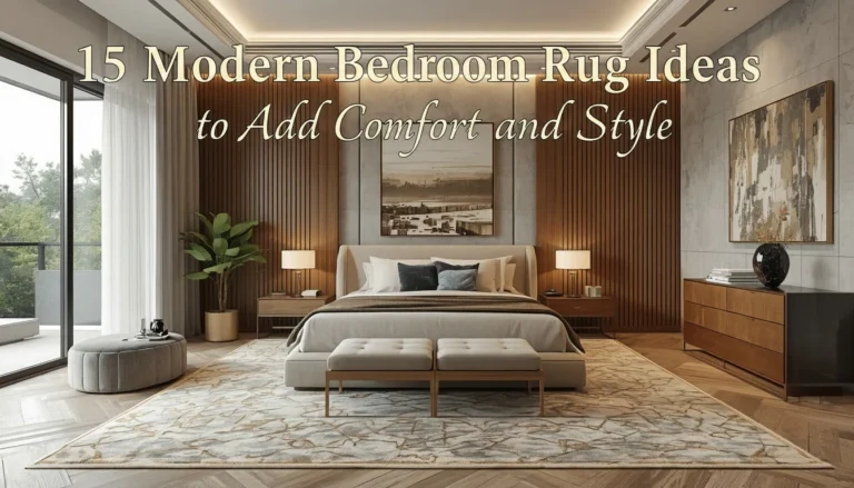 Styled modern bedroom with a cosy floor rug.
