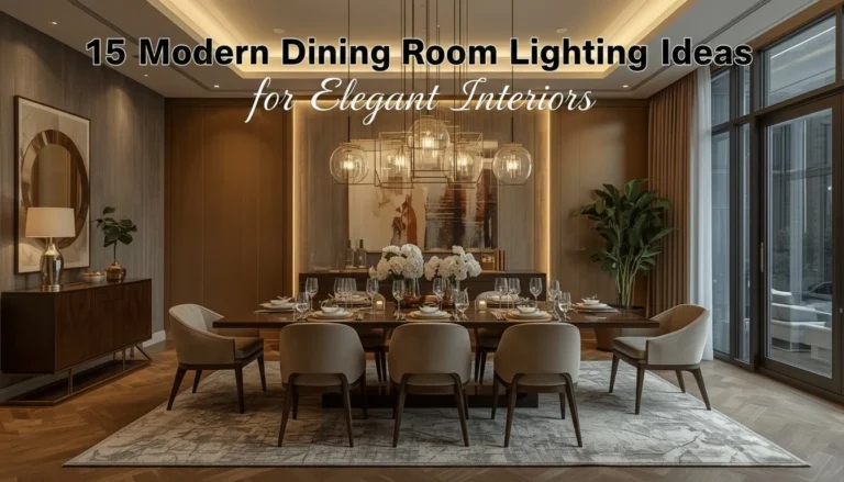 Elegant modern dining room with stylish pendant lighting.