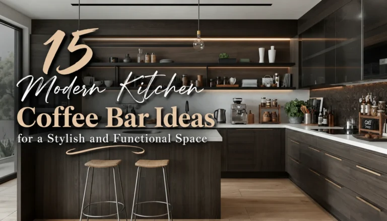 Modern kitchen coffee bar with sleek cabinetry design.